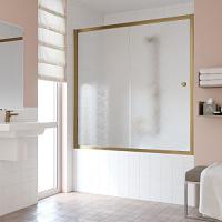 Душевая шторка на ванную профиль бронза стекло шиншилла Vegas-glass