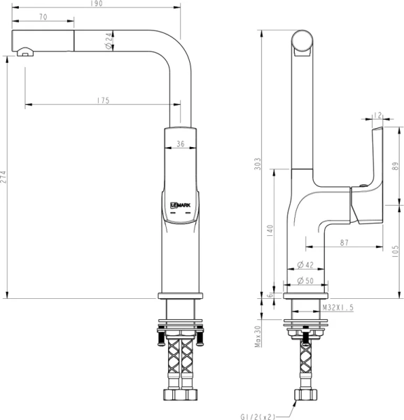 Смеситель для кухни Lemark Ursus черный/золото LM7205BLR (детальная фотография), черные, комбинированные