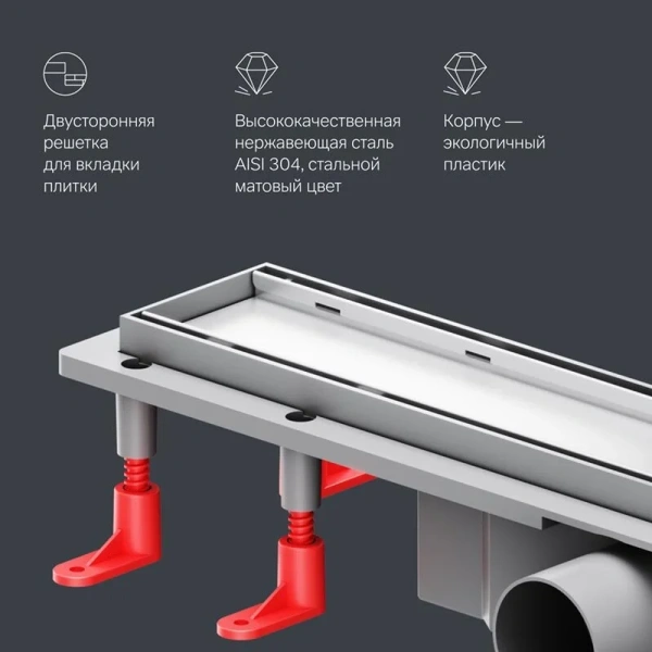 Душевой лоток Am.Pm PrimeFlow 50 см хром матовый W02SC-U11-050-04SB (детальная фотография), матовый хром index_1
