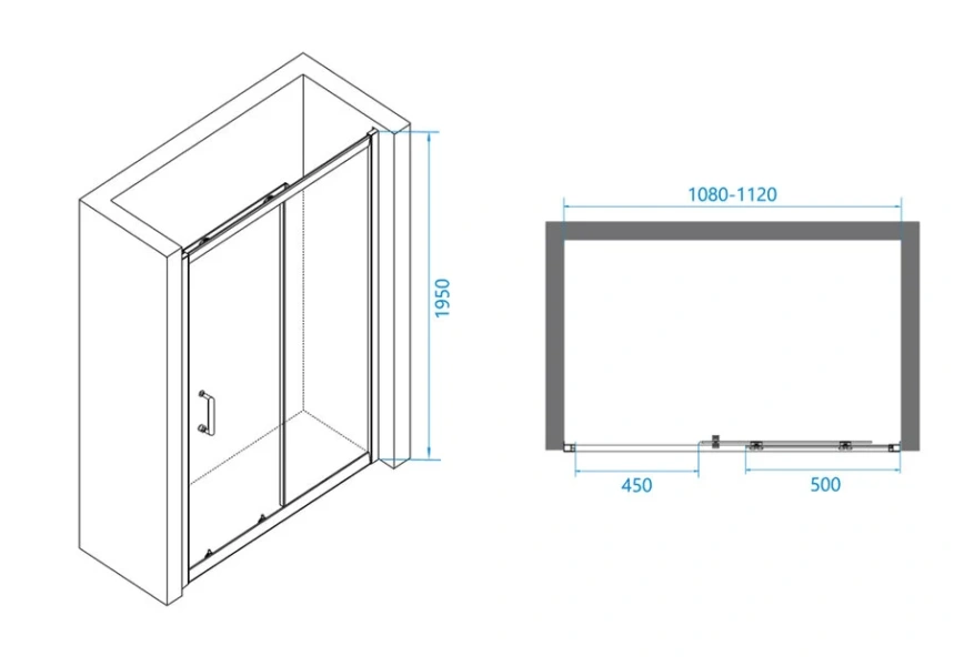 Душевая дверь в нишу RGW Passage PA-14 110 см стекло прозрачное 41081411-11 (детальная фотография), современные, hi-tech