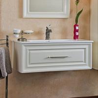 Тумба под раковину, цвет слоновая кость матовый, фурнитура состареное серебро, La Beaute Cornelia