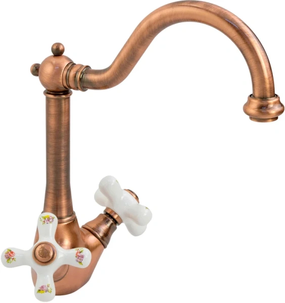 Смеситель для кухни Migliore Provance медь 18299 (детальная фотография), классические, ретро, с элементами керамики, декорированные