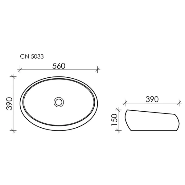 Раковина Ceramica Nova Element 56 см накладная CN5033 (детальная фотография), современные, hi-tech