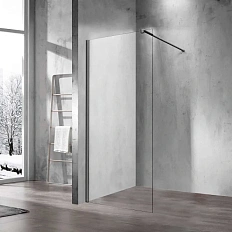 Душевая перегородка Vincea Walk In 100 см профиль вороненая сталь, стекло прозрачное