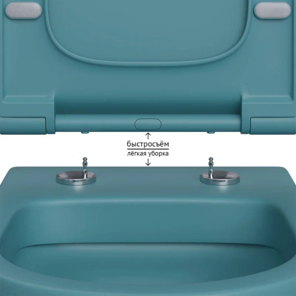 Унитаз подвесной BERGES Ego матовый темно-синий 082140 (детальная фотография), безободковые, сиденье с микролифтом 