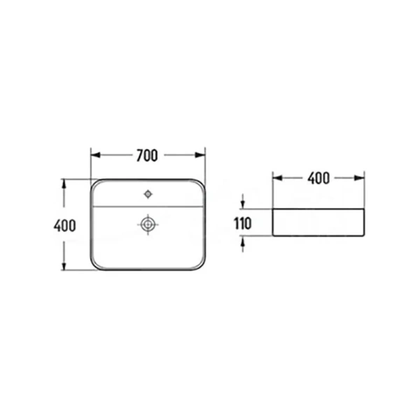 Раковина SantiLine 70 см белая SL-1007 (детальная фотография), современные, hi-tech