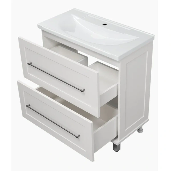 Тумба под раковину напольная Misty Марта 80 см белая П-Мрт07080-011Пр (детальная фотография), моноблок