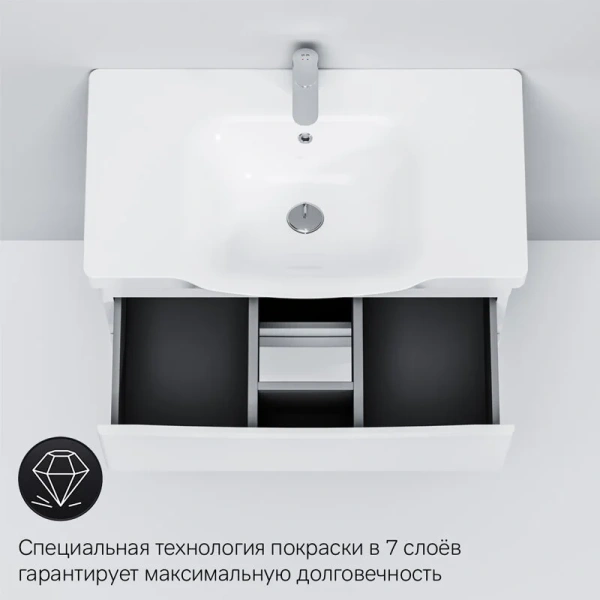Тумба под раковину подвесная AM.PM Like 80 см 2 ящика M80FHX0802WG (детальная фотография), окрашенные