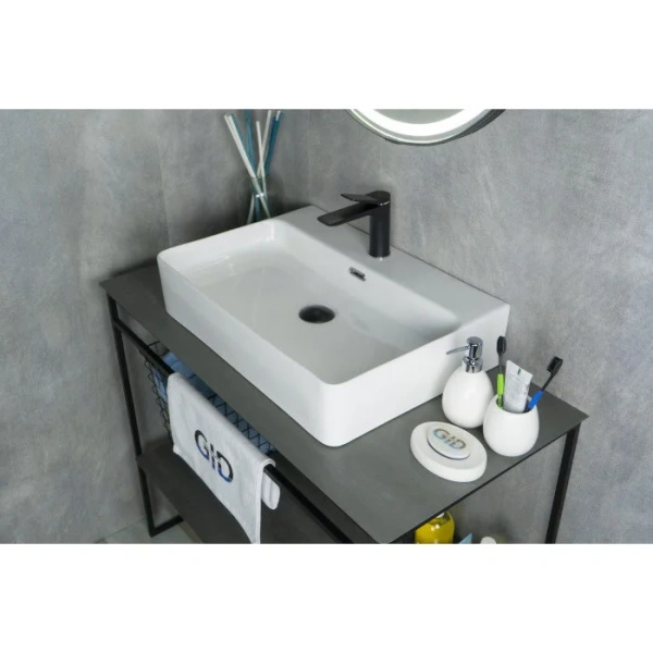 Раковина GID Geometrico N9256 60 см белая 51172 (детальная фотография), 60 см