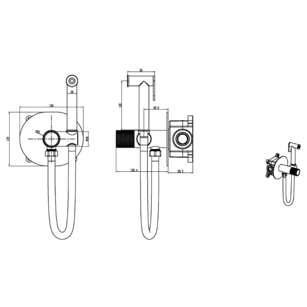 Гигиенический душ со смесителем Boheme Tech золото 157-G (детальная фотография), для туалета
