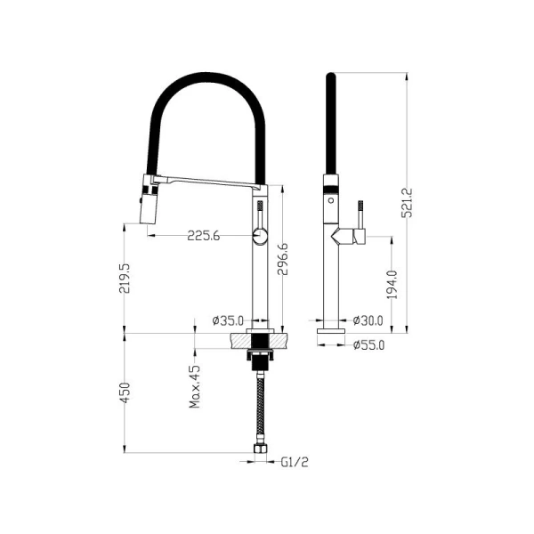 Смеситель для кухни Boheme Uno графит глянцевый 114-SGM (детальная фотография), для кухни