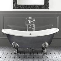 Ванна чугунная без отверстий под смеситель, цвет натуральный алюминий, Devon&Devon Cherie Iron Effect