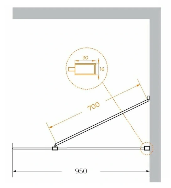 Душевая перегородка Cezares Liberta 95 см профиль черный LIBERTA-L-1-TB-95-C-NERO (детальная фотография), современные, hi-tech