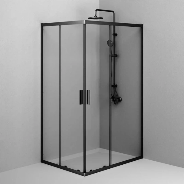 Душевой уголок Am.Pm Gem 120x90 см профиль черный W90G-403-120290-BT (детальная фотография), стеклянные, угловые, без поддона