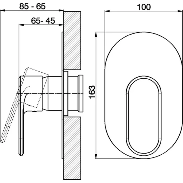 Смеситель для душа Cisal LineaViva LV00300021 встраиваемый (детальная фотография), для душа
