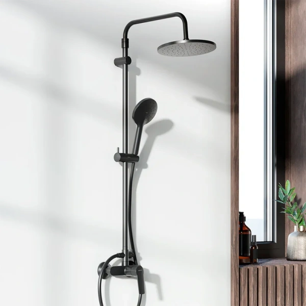 Душевая стойка Damixa Jupiter черная 977710300 (детальная фотография), настенные