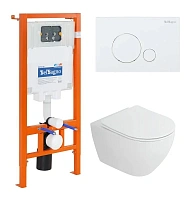 Унитаз с инсталляцией Belbagno Stylus кнопка белая