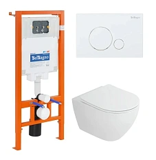 Унитаз с инсталляцией Belbagno Stylus кнопка белая