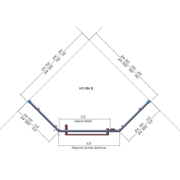Душевой уголок RGW Hotel HO-084B 90x90 см профиль черный, стекло прозрачное 350608499-14 (детальная фотография), многоугольные