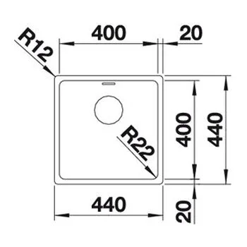 Мойка для кухни Blanco Andano 400-IF 44 см нержавеющая сталь 522957 (детальная фотография), встраиваемые, интегрированные