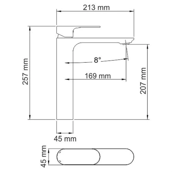 Смеситель для раковины WasserKRAFT Elbe черный 7403H (детальная фотография), для раковины