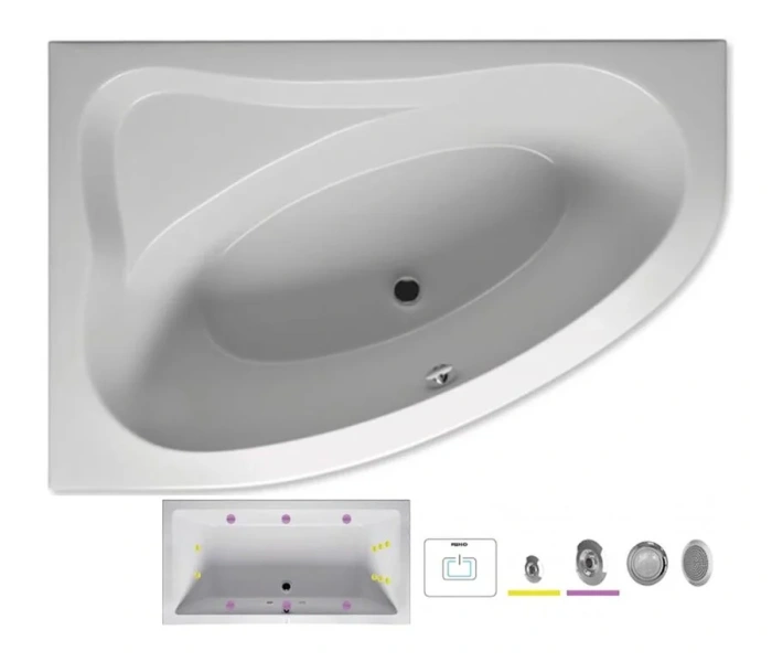 Ванна гидромассажная Riho Lyra 153 x 100 см, FLOW, левая/правая BA6700500000000_FLOW (детальная фотография), современныe, hi-tech