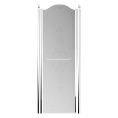 Душевая дверь в нишу Migliore Diadema 90 см профиль хром стекло матовое с декором левая