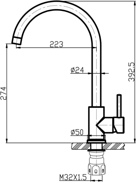 Смеситель для кухни BelBagno Armonica из нержавеющей стали в исполнении сатин ARM-LAM-IN (детальная фотография), для кухни