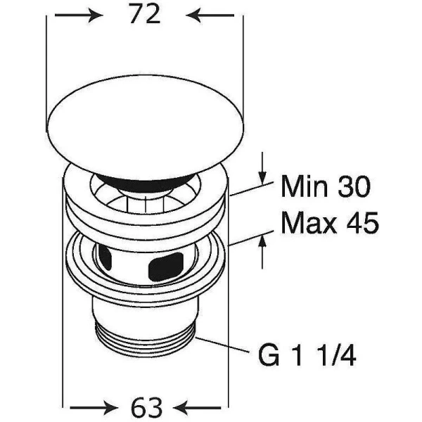 Донный клапан Villeroy & Boch с керамической крышкой, цвет белый 8L033401 (детальная фотография), нет в наличии