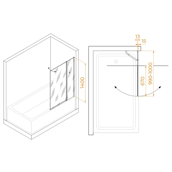 Шторка для ванны RGW Screens SC-11 140х100 см профиль хром 03111110-11 (детальная фотография), в наличии