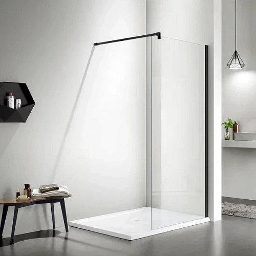 Душевая перегородка Акватек 90 см профиль черный матовый - фото 1