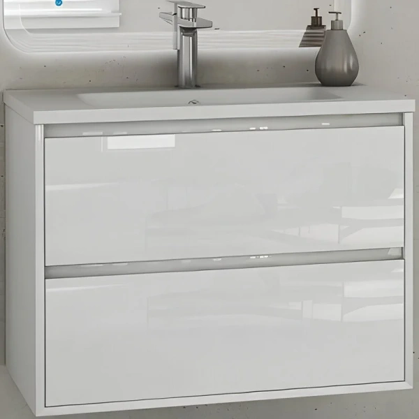 Тумба под раковину подвесная Cezares Glass 100 см белый глянец 41803 (детальная фотография)