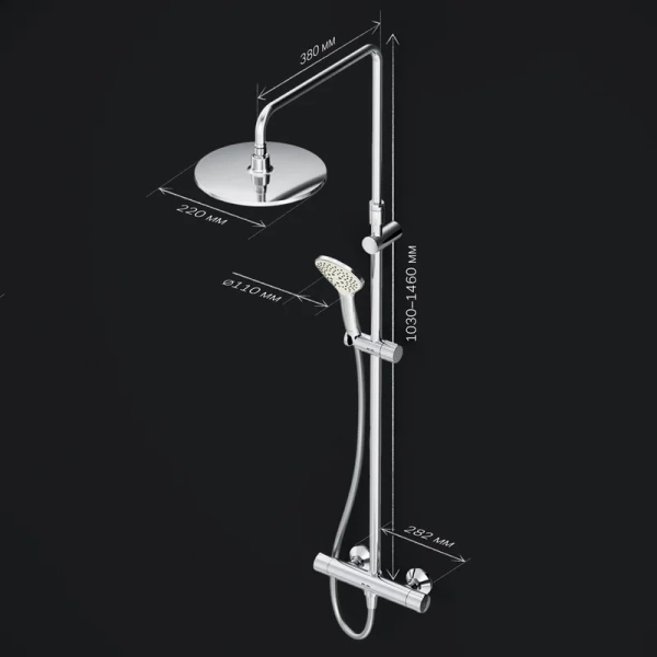 Душевая стойка Am.Pm Gem с термостатом F0790420 (детальная фотография), хром index_1