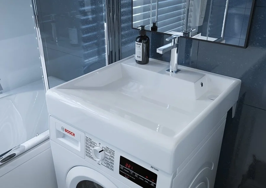 Раковина над стиральной машиной Kirovit Престиж 60 см квадратная Вн Крв73 (детальная фотография), белые