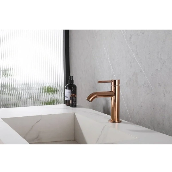 Смеситель для раковины Abber Wasser Kreis розовое золото AF8110RG (детальная фотография), современные, hi-tech