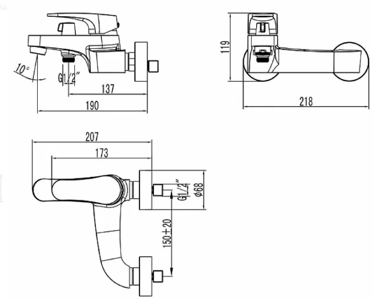 Смеситель для ванны Lemark Shift хром LM4334C (детальная фотография), для ванны