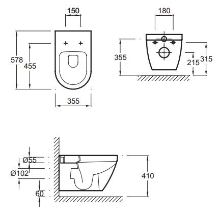 Схема (детальная фотография), без бачка, со скрытым бачком