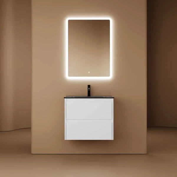Тумба с раковиной подвесная Sancos Libra LB60W 60 см с ящиками (детальная фотография), окрашенные