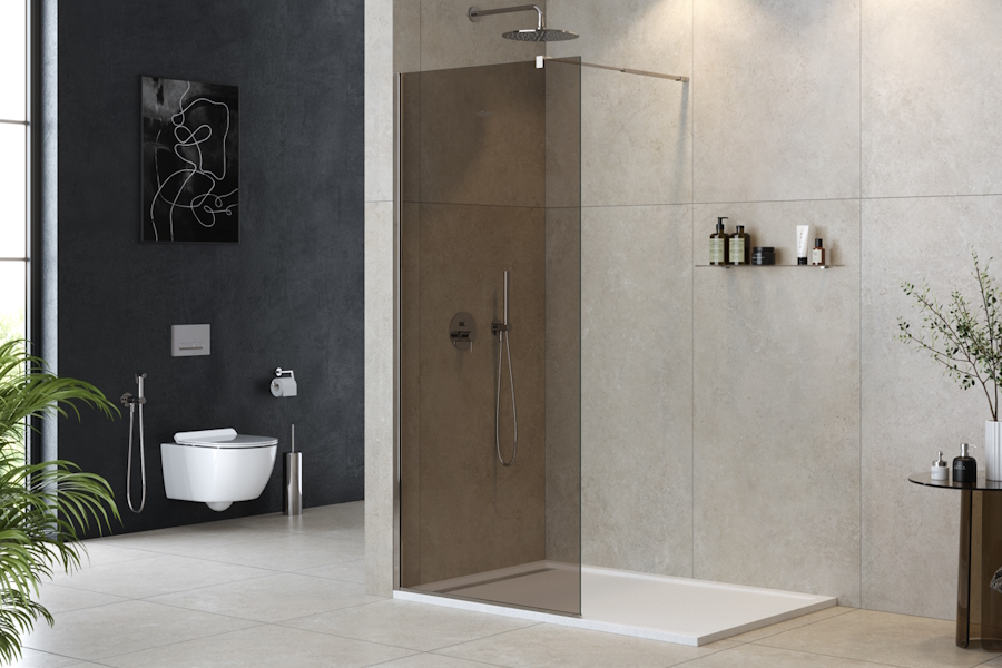 Душевая перегородка Cezares Liberta 90 см стекло бронза, профиль хром LIBERTA-L-1-90-BR-Cr (детальная фотография), современные, hi-tech