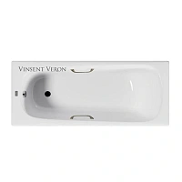 Чугунная ванна Vinsent Veron Concept VCO1507042H/VH0012BR, 150 x 70 см, ручки бронза, цвет белый