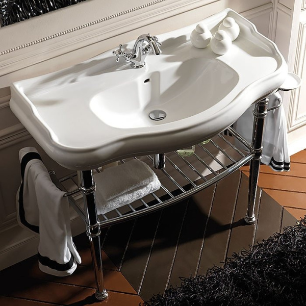 Раковина консоль Kerasan Retro 105001 100 см с полотенцедержателем (детальная фотография), пристенные