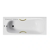 Чугунная ванна Vinsent Veron Concept VCO1407042H/VH0015GD, 140 x 70 см, ручки золото, цвет белый