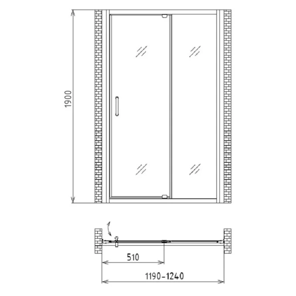 Душевая дверь Gemy Sunny Bay 120 S28191B (детальная фотография), современные, hi-tech