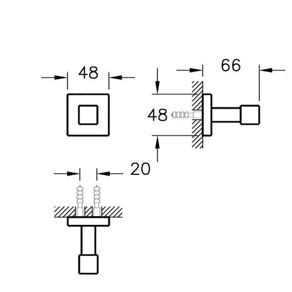 Крючок для ванной VitrA Q-Line хром A44998 (детальная фотография), современные, hi-tech