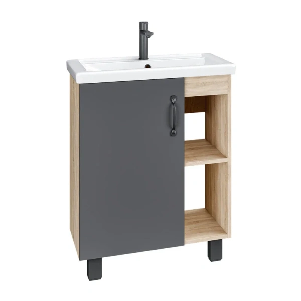 Тумба с раковиной напольная Grossman Флай 10600 60,5 см с распашной дверью (детальная фотография)