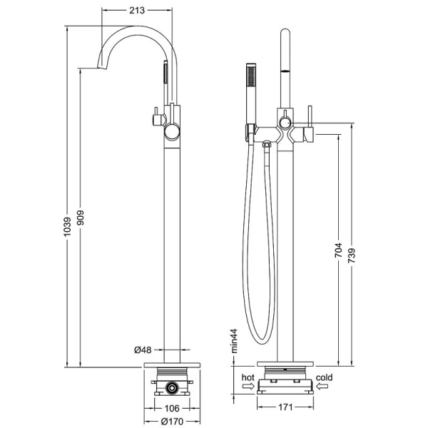 Смеситель для ванны Timo Saona золото матовое 2310/17Y-CR (детальная фотография), для ванны