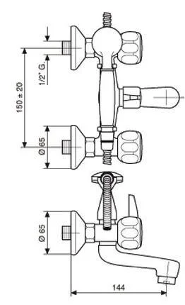 Смеситель для ванны Emmevi Sole 15011 15011CR (детальная фотография), для ванны