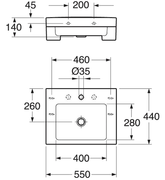 Раковина без смесителя Gustavsberg Artic GB1145500101 55х44х14 см (детальная фотография), накладные (на столешницу)