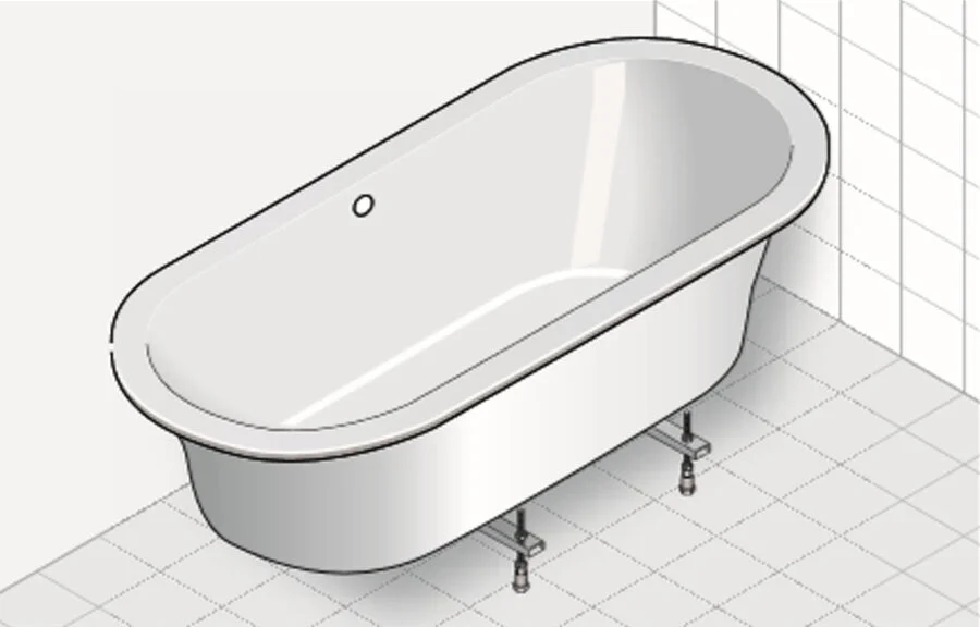 Ванна из искусственного камня Laufen Pro 2.4195.0.000.000.1, 180 х 80 см (детальная фотография), современныe, hi-tech