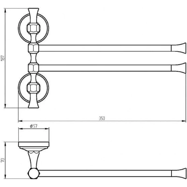 Полотенцедержатель Migliore Fortuna золото 27675 (детальная фотография), классические, ретро, декорированные